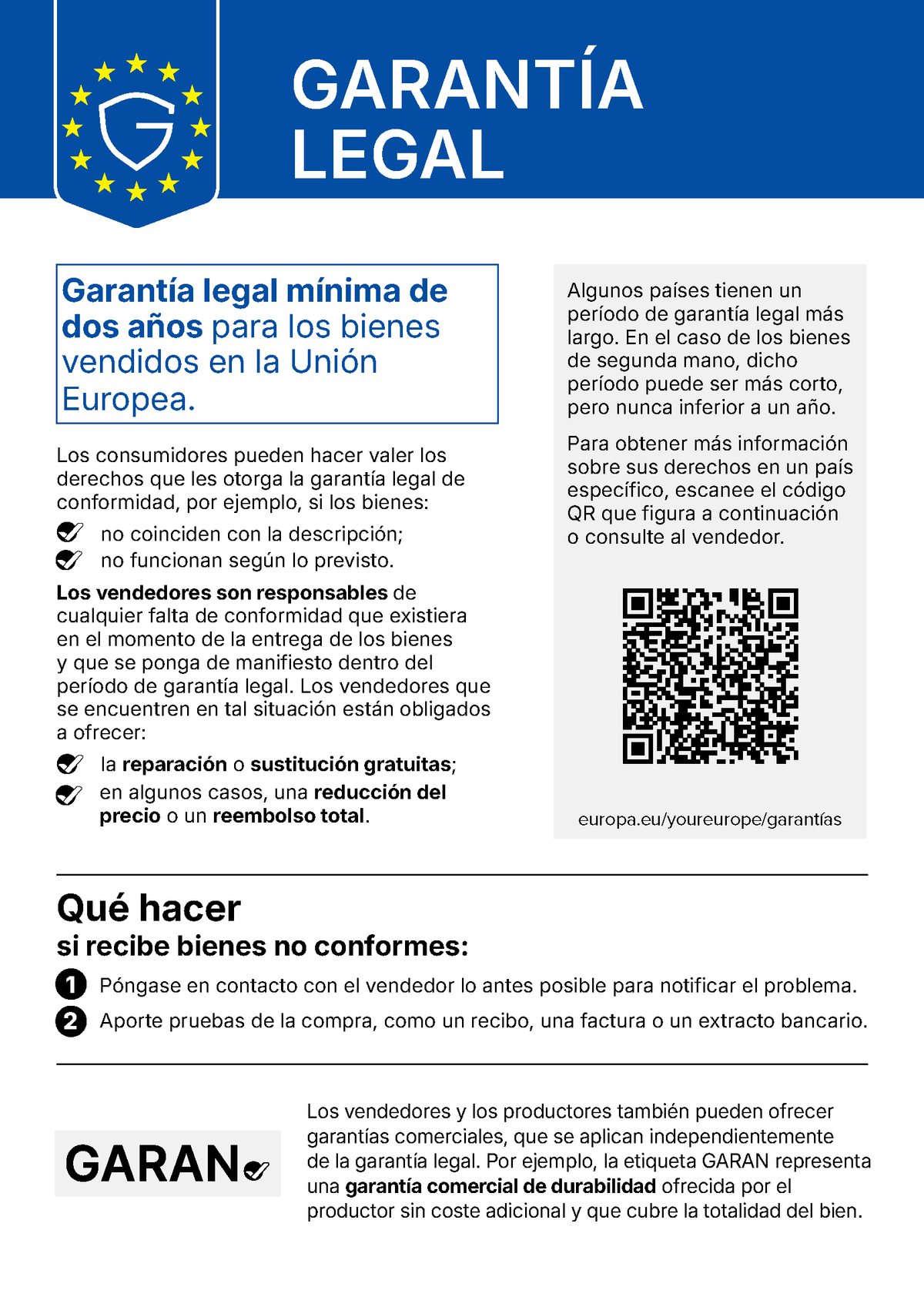 Garantiía legal de conformidad europea